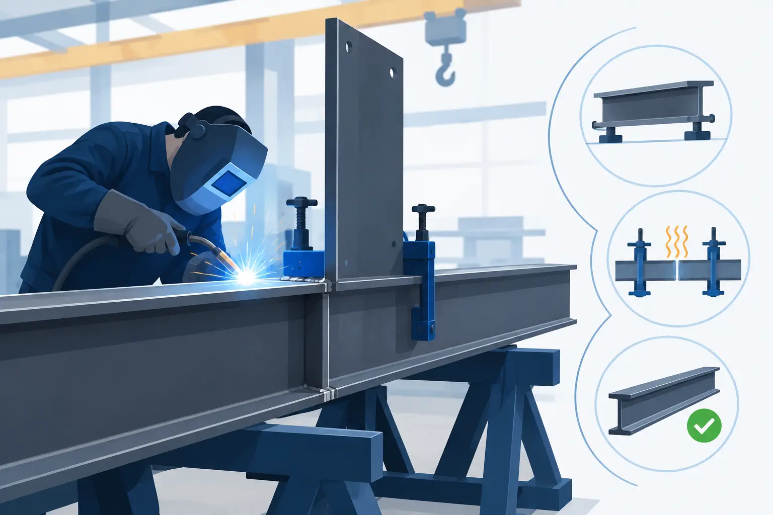 Preventing weld distortion in heavy steel fabrication